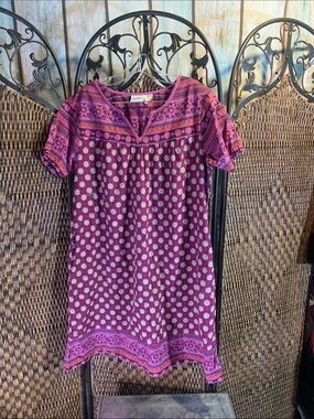 The Vermont Country Store 100% Cotton Purple Print Dress Sz L